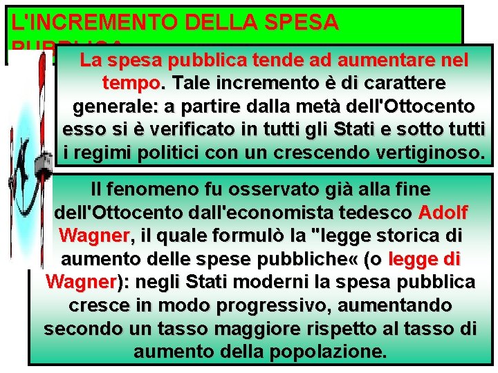 L'INCREMENTO DELLA SPESA PUBBLICA La spesa pubblica tende ad aumentare nel tempo. Tale incremento