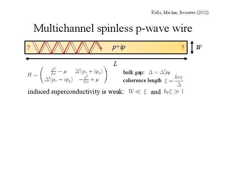 Kells, Meidan, Brouwer (2012) Multichannel spinless p-wave wire ? p+ip ? L bulk gap: