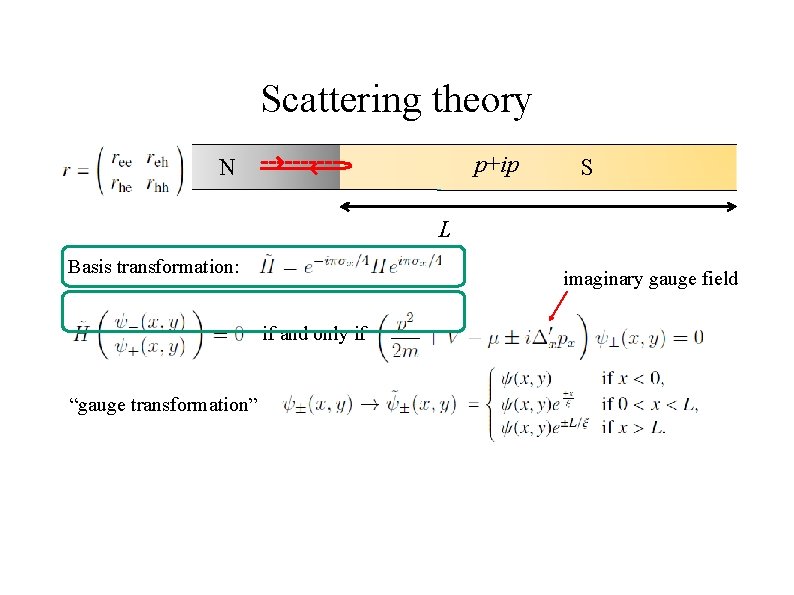 Scattering theory ? p+ip N S L Basis transformation: imaginary gauge field if and