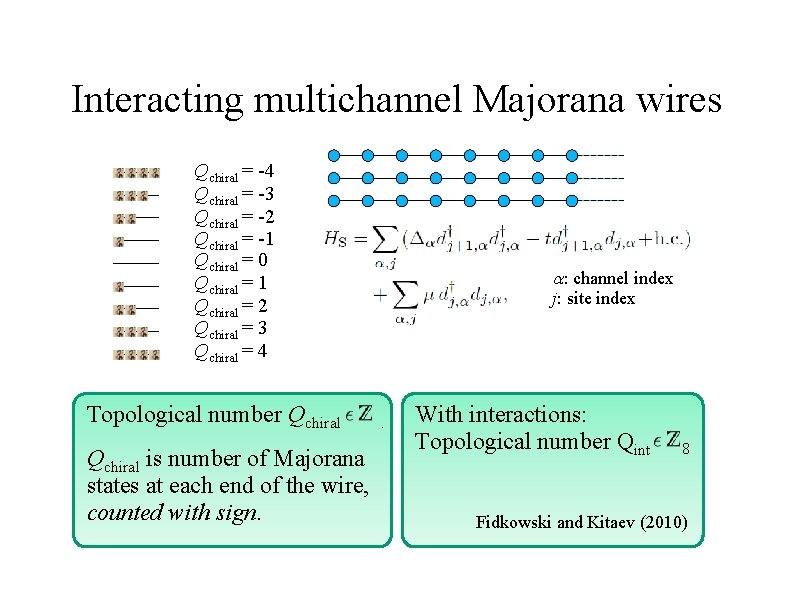 Interacting multichannel Majorana wires Qchiral = -4 Qchiral = -3 Qchiral = -2 Qchiral