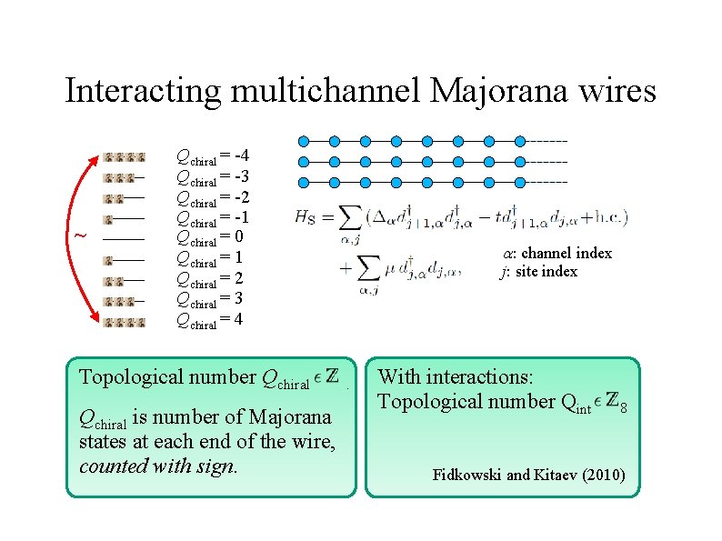 Interacting multichannel Majorana wires ~ Qchiral = -4 Qchiral = -3 Qchiral = -2