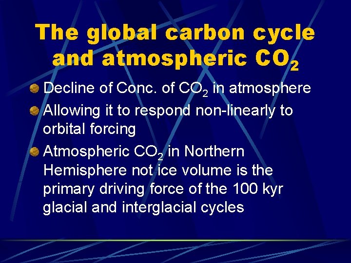 The global carbon cycle and atmospheric CO 2 Decline of Conc. of CO 2