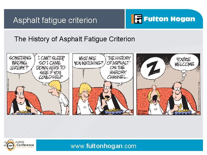 Asphalt fatigue criterion The History of Asphalt Fatigue Criterion www. fultonhogan. com 