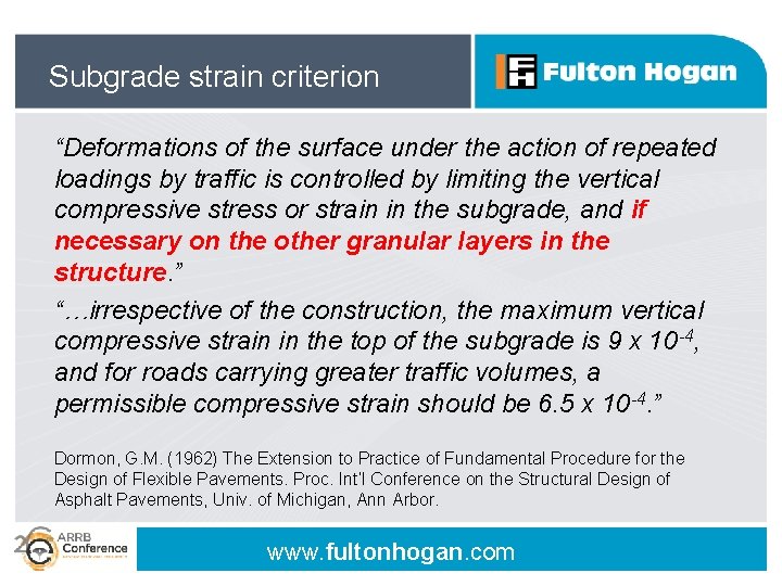 Subgrade strain criterion “Deformations of the surface under the action of repeated loadings by