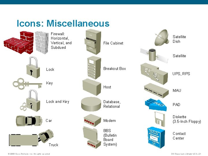 Icons: Miscellaneous Firewall: Horizontal, Vertical, and Subdued File Cabinet Satellite Dish Satellite Lock Breakout