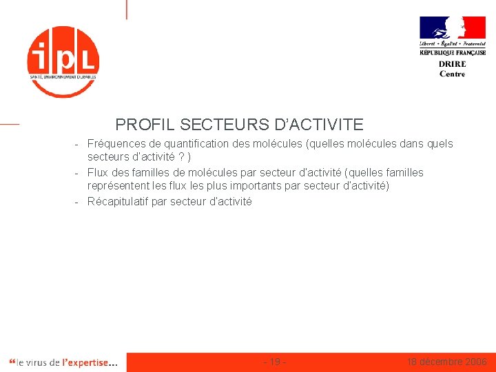 PROFIL SECTEURS D’ACTIVITE - Fréquences de quantification des molécules (quelles molécules dans quels secteurs