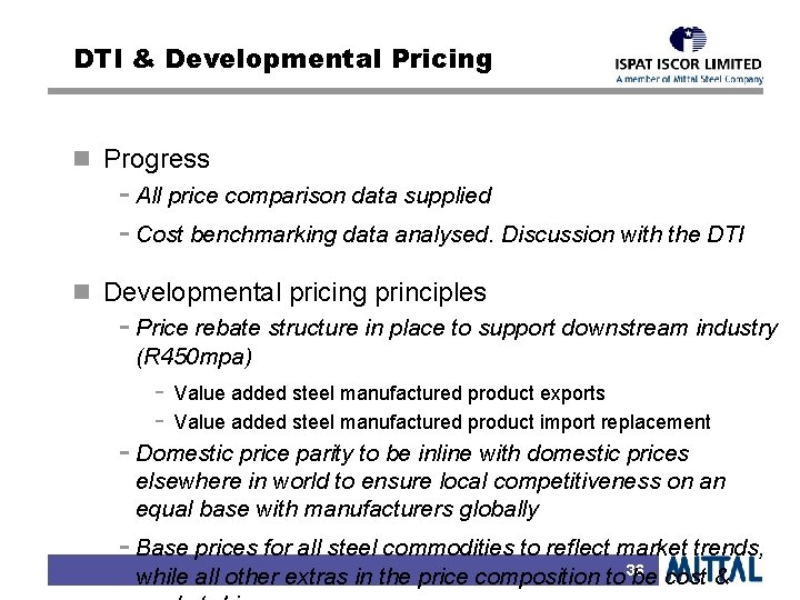 DTI & Developmental Pricing n Progress - All price comparison data supplied - Cost