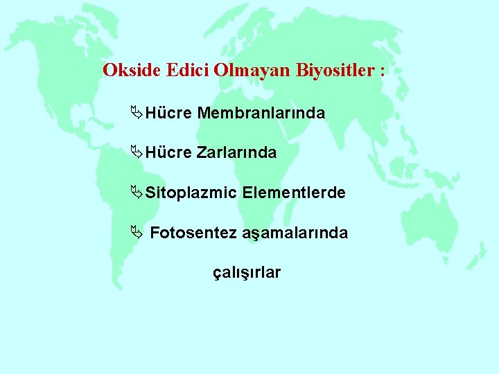 Okside Edici Olmayan Biyositler : ÄHücre Membranlarında ÄHücre Zarlarında ÄSitoplazmic Elementlerde Ä Fotosentez aşamalarında