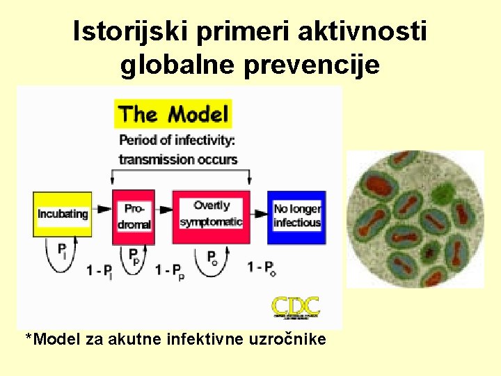 Istorijski primeri aktivnosti globalne prevencije *Model za akutne infektivne uzročnike 