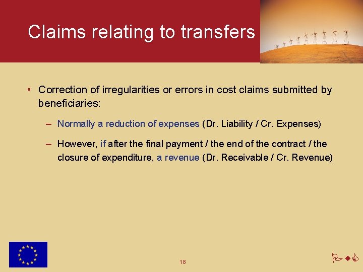 Claims relating to transfers • Correction of irregularities or errors in cost claims submitted