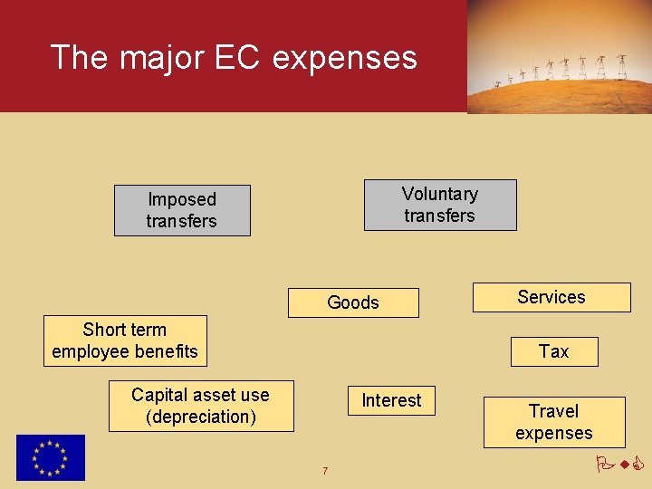 The major EC expenses Voluntary transfers Imposed transfers Goods Short term employee benefits Services