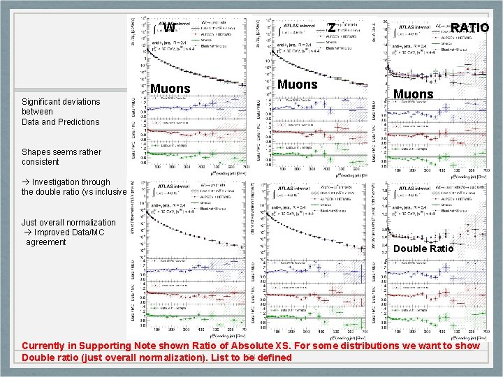 W Muons Significant deviations between Data and Predictions Z Muons RATIO Muons Shapes seems