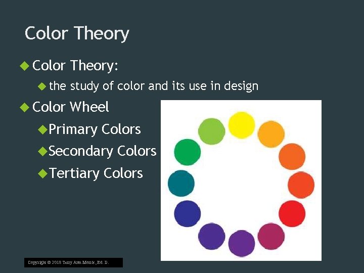 Color Theory Color the Color Theory: study of color and its use in design