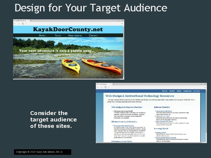 Design for Your Target Audience Consider the target audience of these sites. Copyright ©