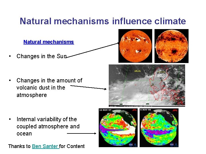 Natural mechanisms influence climate Natural mechanisms • Changes in the Sun • Changes in