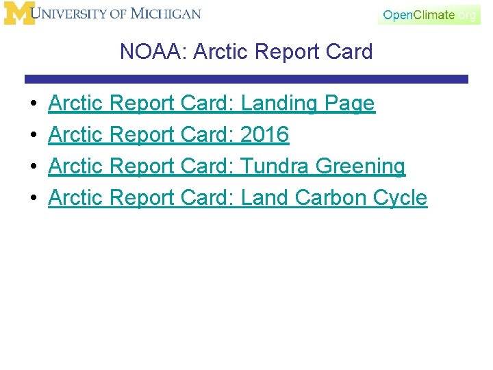 NOAA: Arctic Report Card • • Arctic Report Card: Landing Page Arctic Report Card: