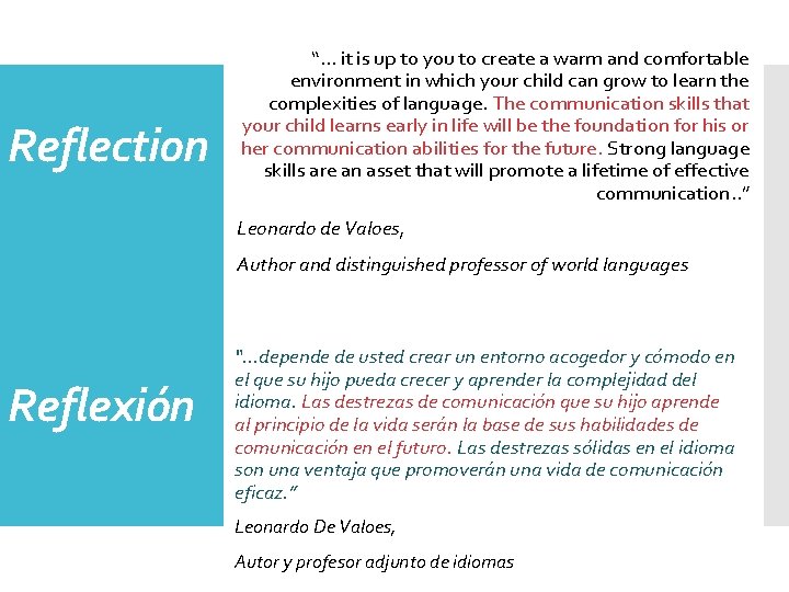 Reflection “. . . it is up to you to create a warm and