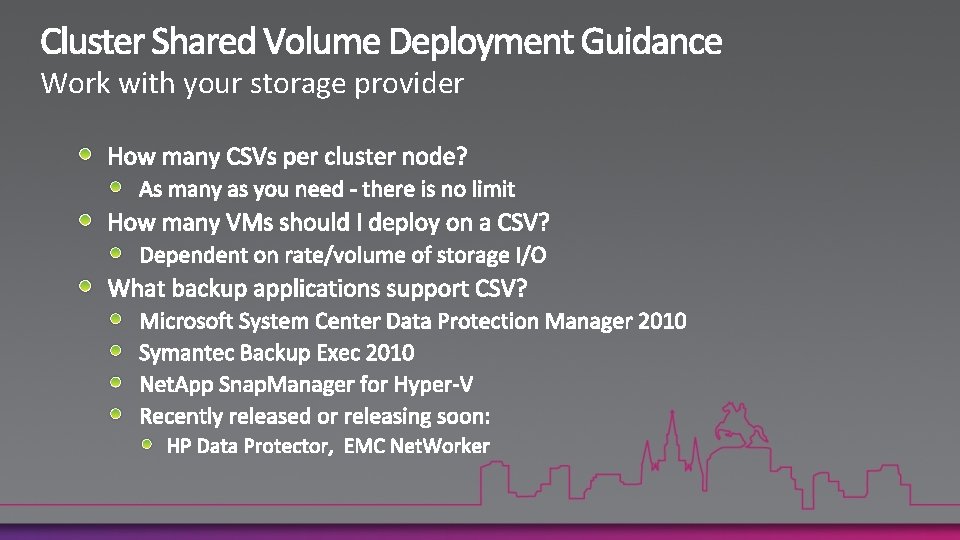 Work with your storage provider 
