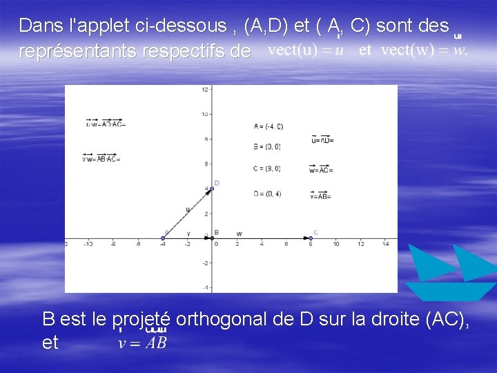 Dans l'applet ci-dessous , (A, D) et ( A, C) sont des représentants respectifs