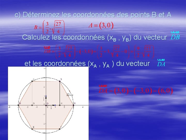 c) Déterminez les coordonnées des points B et A Calculez les coordonnées (x. B