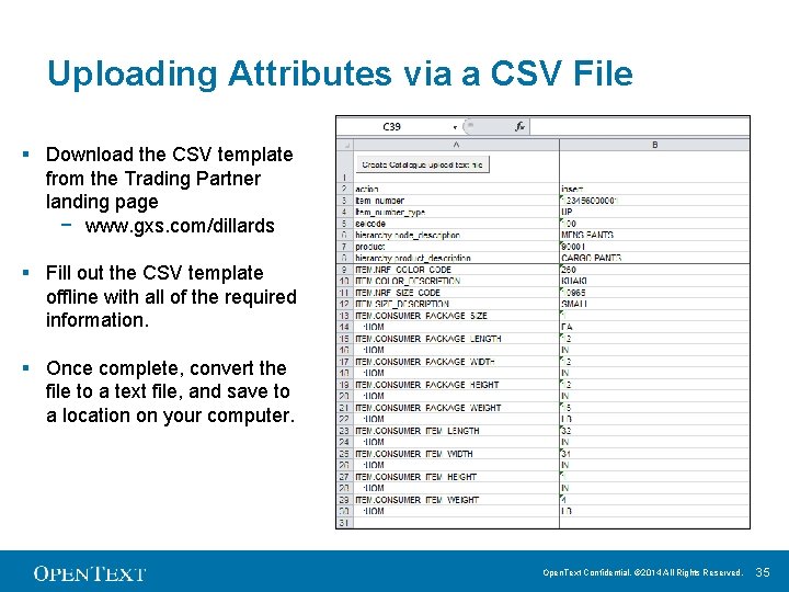 Uploading Attributes via a CSV File § Download the CSV template from the Trading