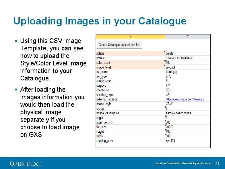 Uploading Images in your Catalogue § Using this CSV Image Template, you can see