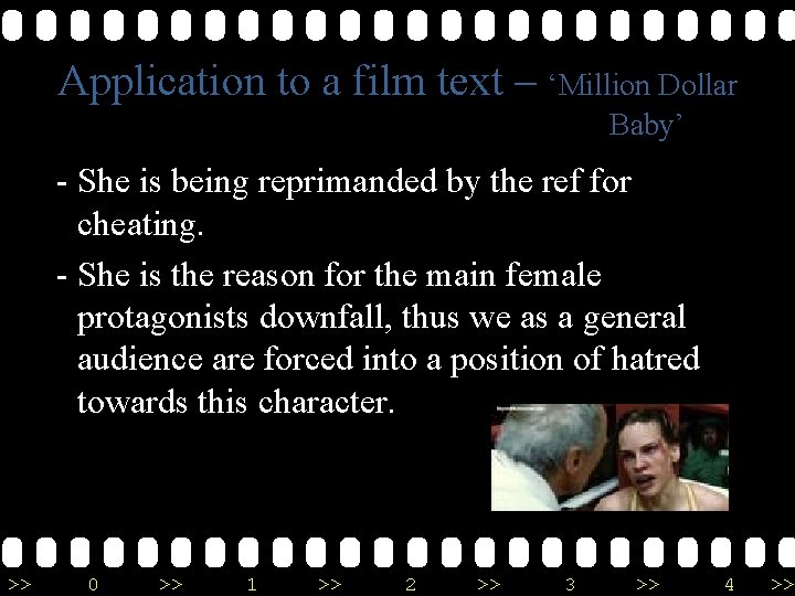 Application to a film text – ‘Million Dollar Baby’ - She is being reprimanded