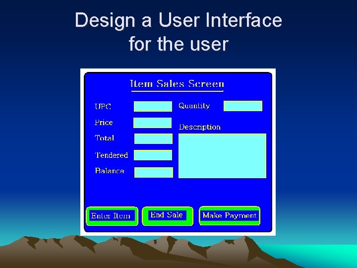 Design a User Interface for the user 