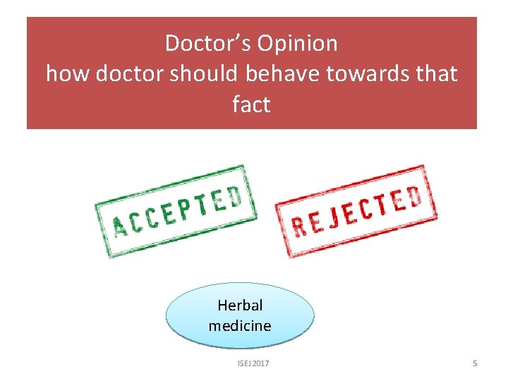 Doctor’s Opinion how doctor should behave towards that fact Herbal medicine ISEJ 2017 5