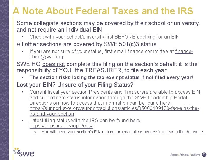 A Note About Federal Taxes and the IRS Some collegiate sections may be covered