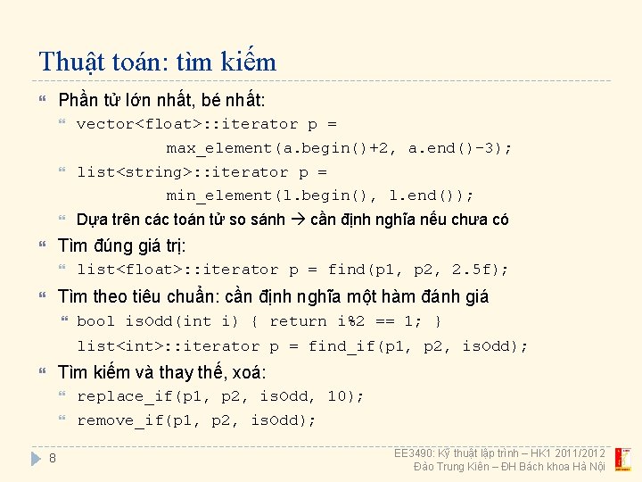 Thuật toán: tìm kiếm Phần tử lớn nhất, bé nhất: vector<float>: : iterator p