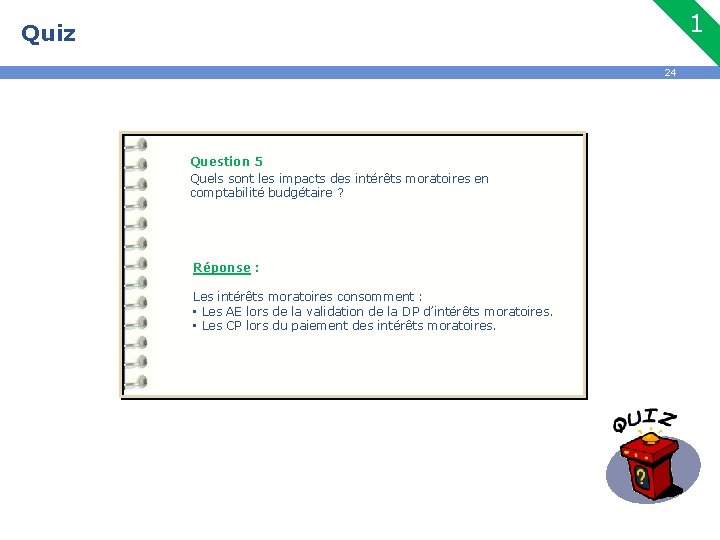 1 Quiz 24 Question 5 Quels sont les impacts des intérêts moratoires en comptabilité