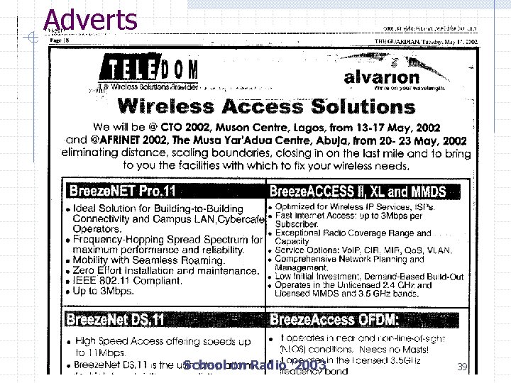 Adverts School on Radio '2003 39 