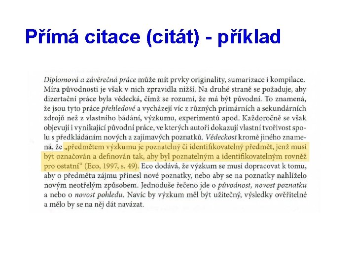 Přímá citace (citát) - příklad 