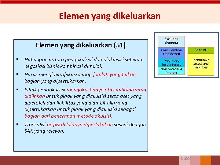 Elemen yang dikeluarkan (51) § Hubungan antara pengakuisisi dan diakuisisi sebelum negosiasi bisnis kombinasi