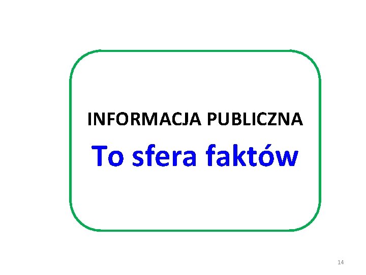 INFORMACJA PUBLICZNA To sfera faktów 14 