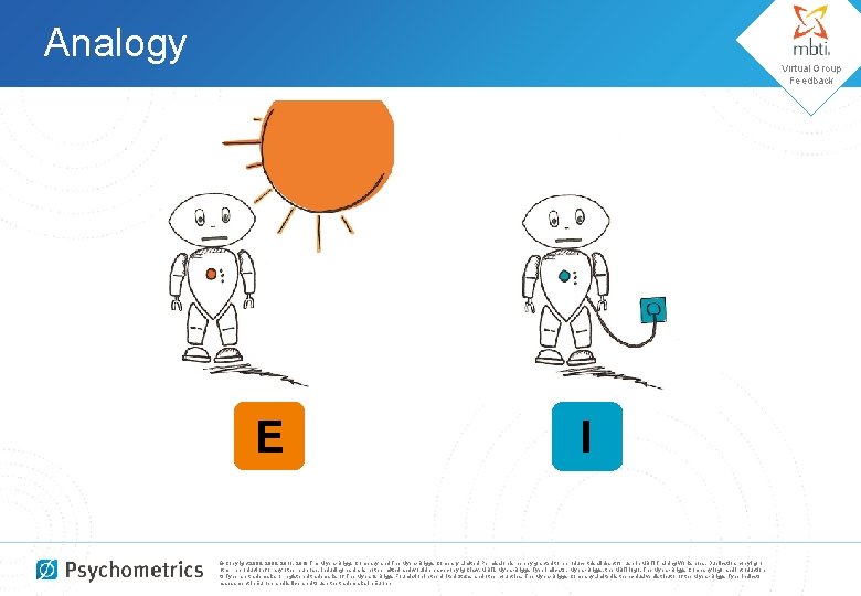 Analogy Virtual Group Feedback E I © Copyright 2008, 2009, 2011, 2018 The Myers-Briggs