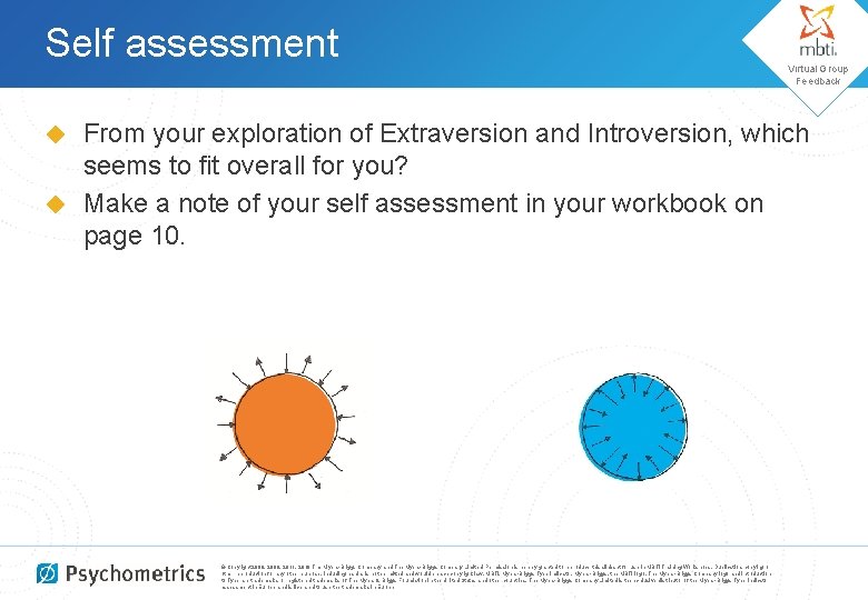 Self assessment Virtual Group Feedback From your exploration of Extraversion and Introversion, which seems