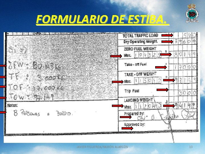 FORMULARIO DE ESTIBA. JAVIER FIGUEROA/RAMÓN ALARCÓN 10 