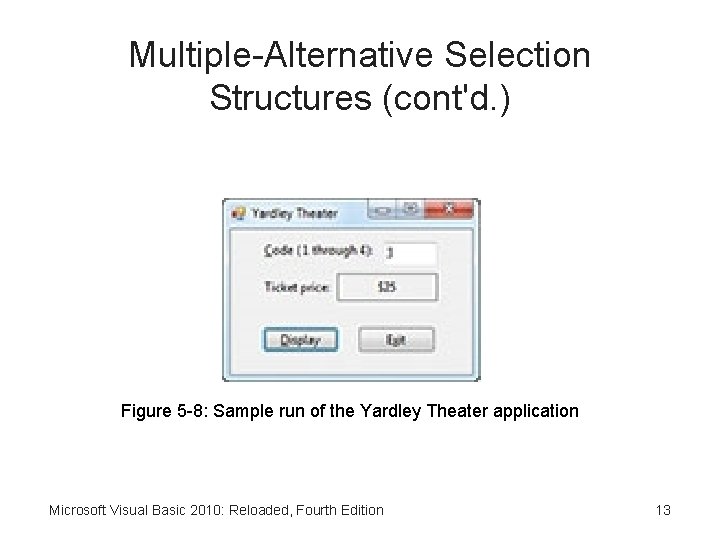 Multiple-Alternative Selection Structures (cont'd. ) Figure 5 -8: Sample run of the Yardley Theater
