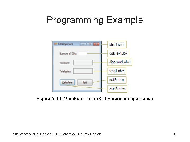 Programming Example Figure 5 -40: Main. Form in the CD Emporium application Microsoft Visual