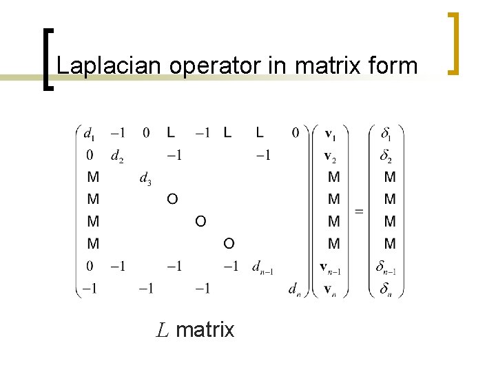 Laplacian operator in matrix form L matrix 