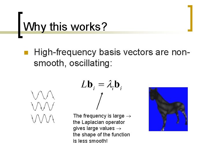 Why this works? n High-frequency basis vectors are nonsmooth, oscillating: The frequency is large