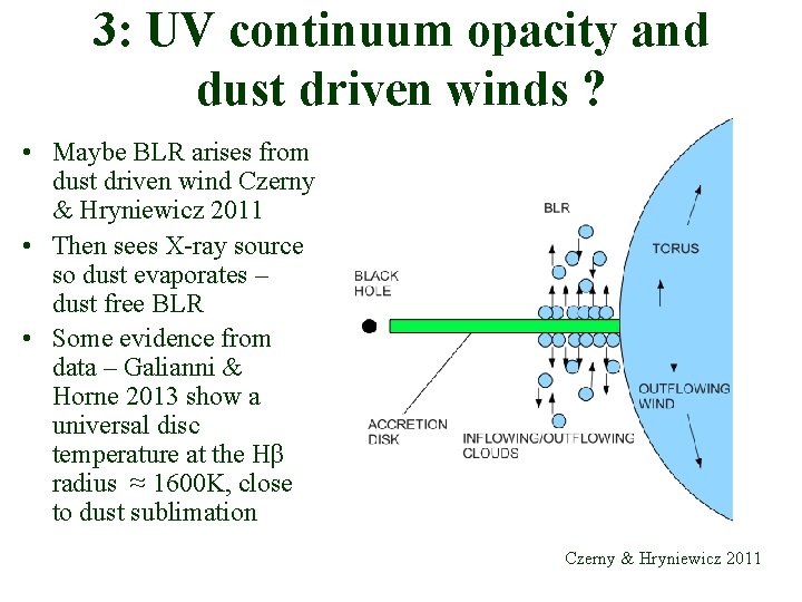 3: UV continuum opacity and dust driven winds ? • Maybe BLR arises from