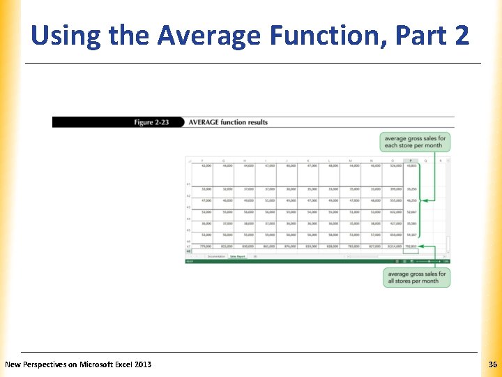 Using the Average Function, Part 2 XP New Perspectives on Microsoft Excel 2013 36