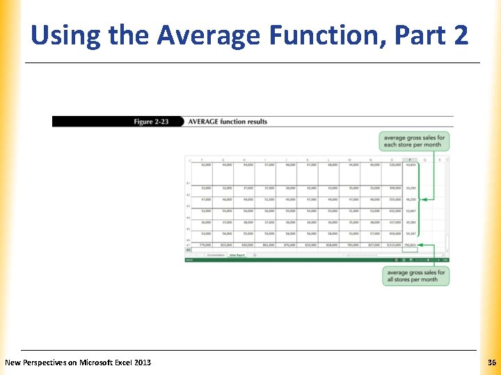 Using the Average Function, Part 2 XP New Perspectives on Microsoft Excel 2013 36 Using the Average Function, Part 2 XP New Perspectives on Microsoft Excel 2013 36