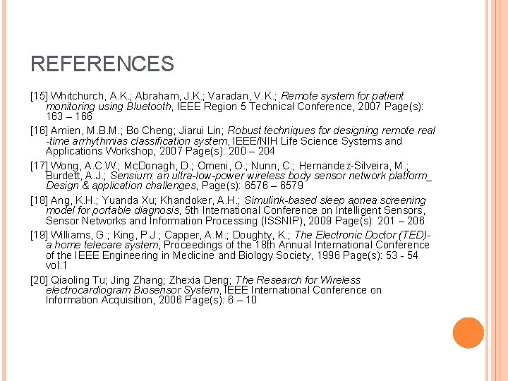 REFERENCES [15] Whitchurch, A. K. ; Abraham, J. K. ; Varadan, V. K. ;