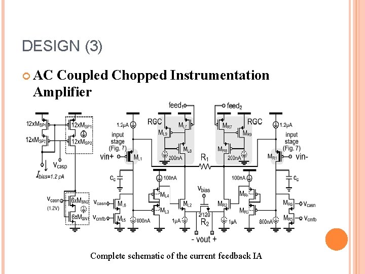 DESIGN (3) AC Coupled Chopped Instrumentation Amplifier Complete schematic of the current feedback IA