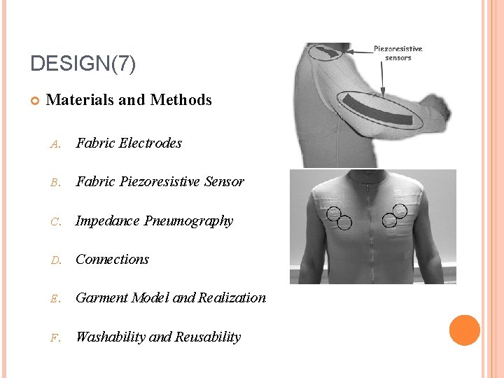 DESIGN(7) Materials and Methods A. Fabric Electrodes B. Fabric Piezoresistive Sensor C. Impedance Pneumography