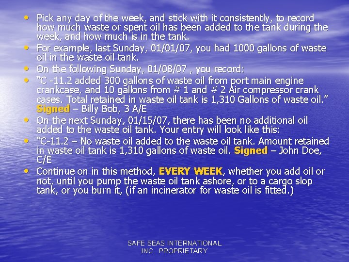 OIL RECORD BOOK ENTRIES HOW TO STAY OUT